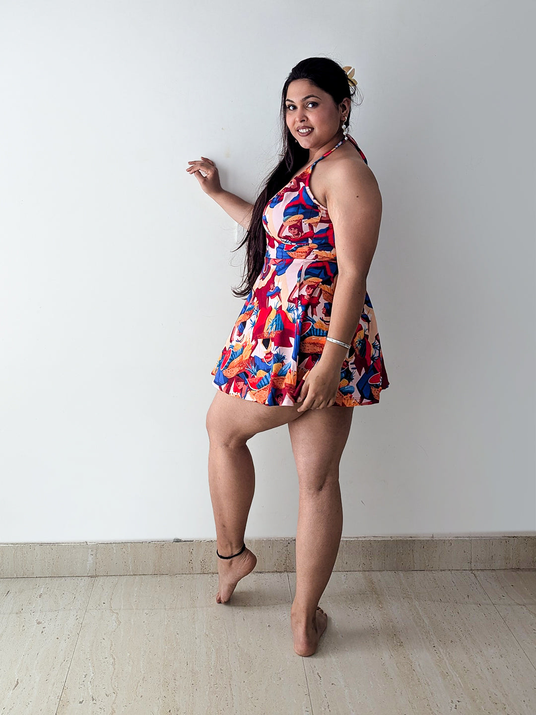 Cheekee Women's Fit & Flare Multicolor Dress โ Playful & Chic