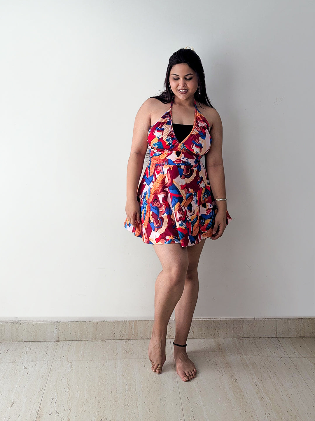 Cheekee Women's Fit & Flare Multicolor Dress โ Playful & Chic