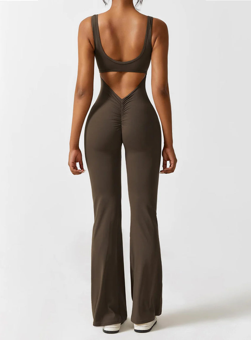 Cheekee V-Back Flared Jumpsuit (Pack of 2)