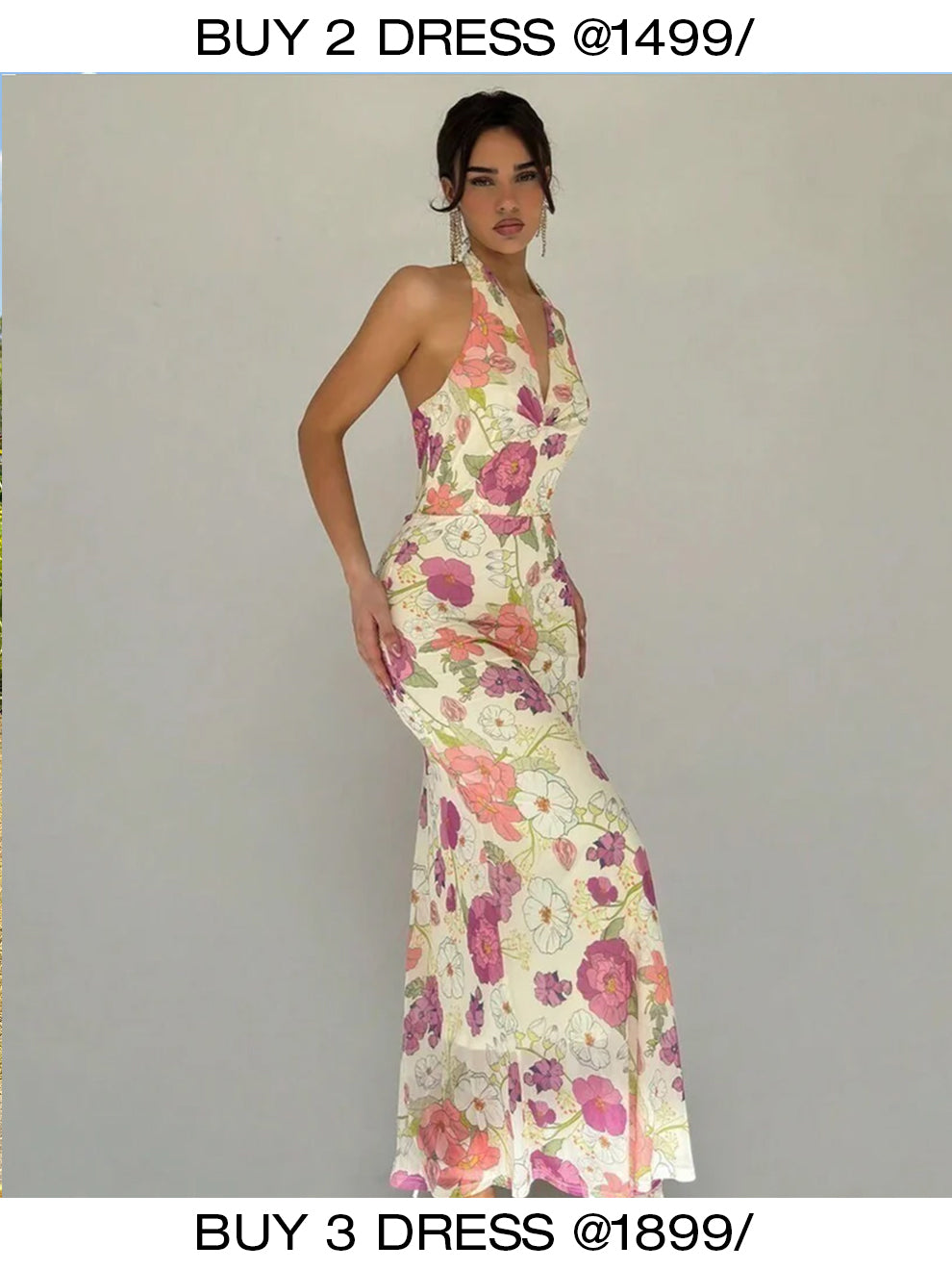 Cheekee Women's Multicolor Bodycon Maxi Dress