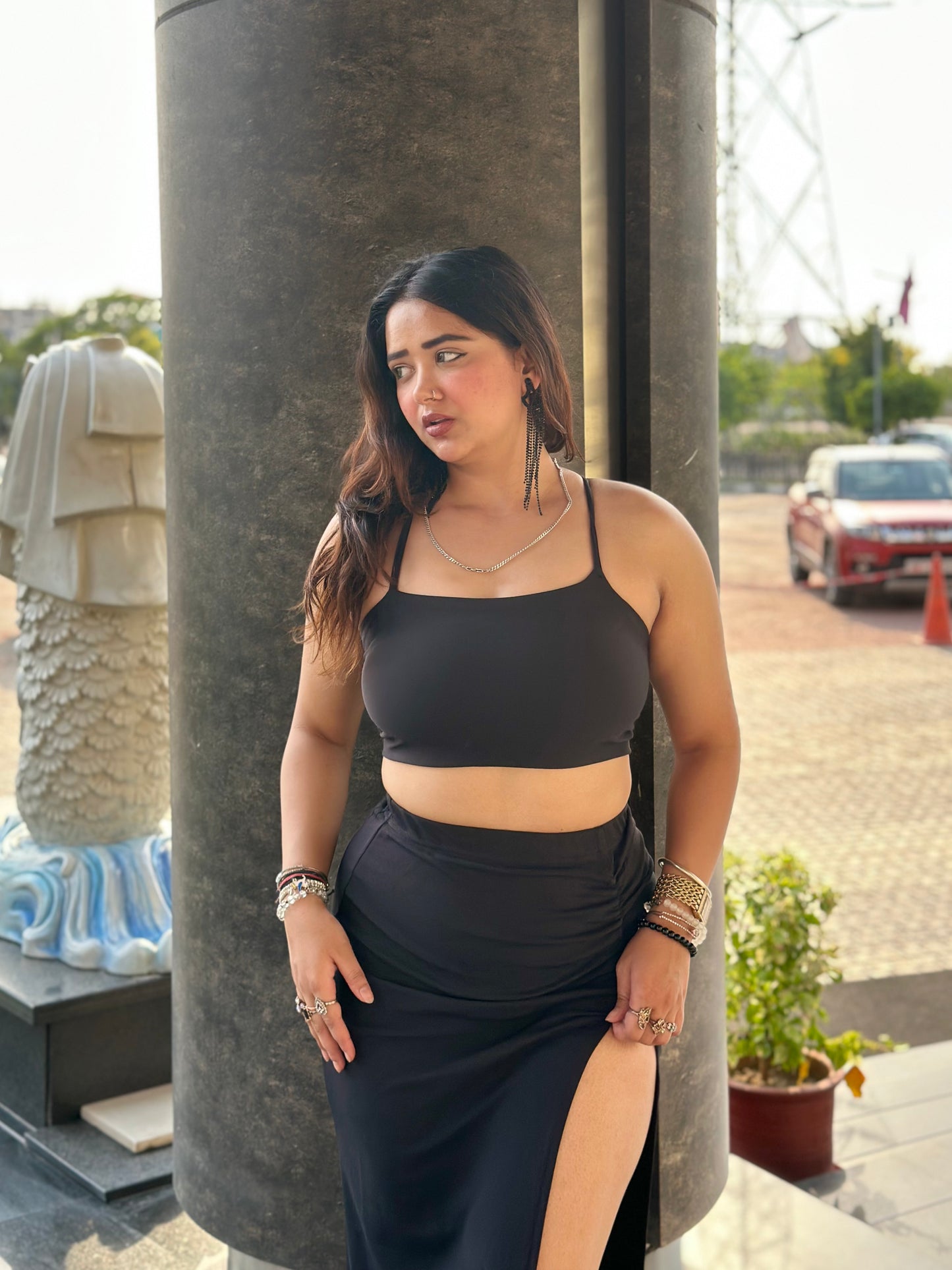 cheekee black bodycon dress