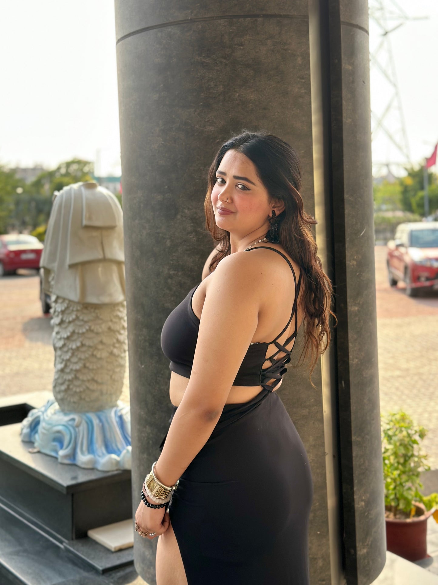 cheekee black bodycon dress