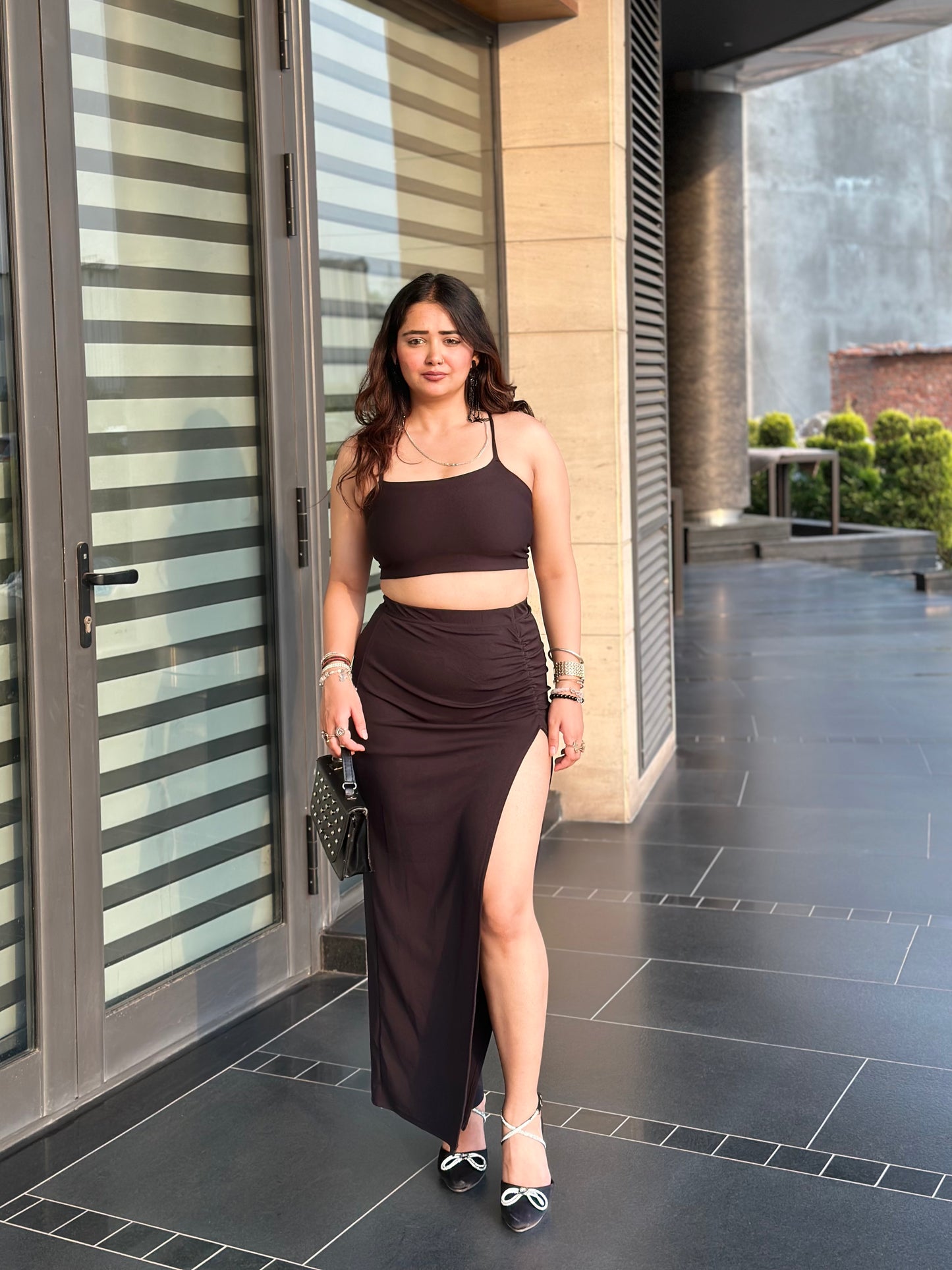 cheekee black bodycon dress