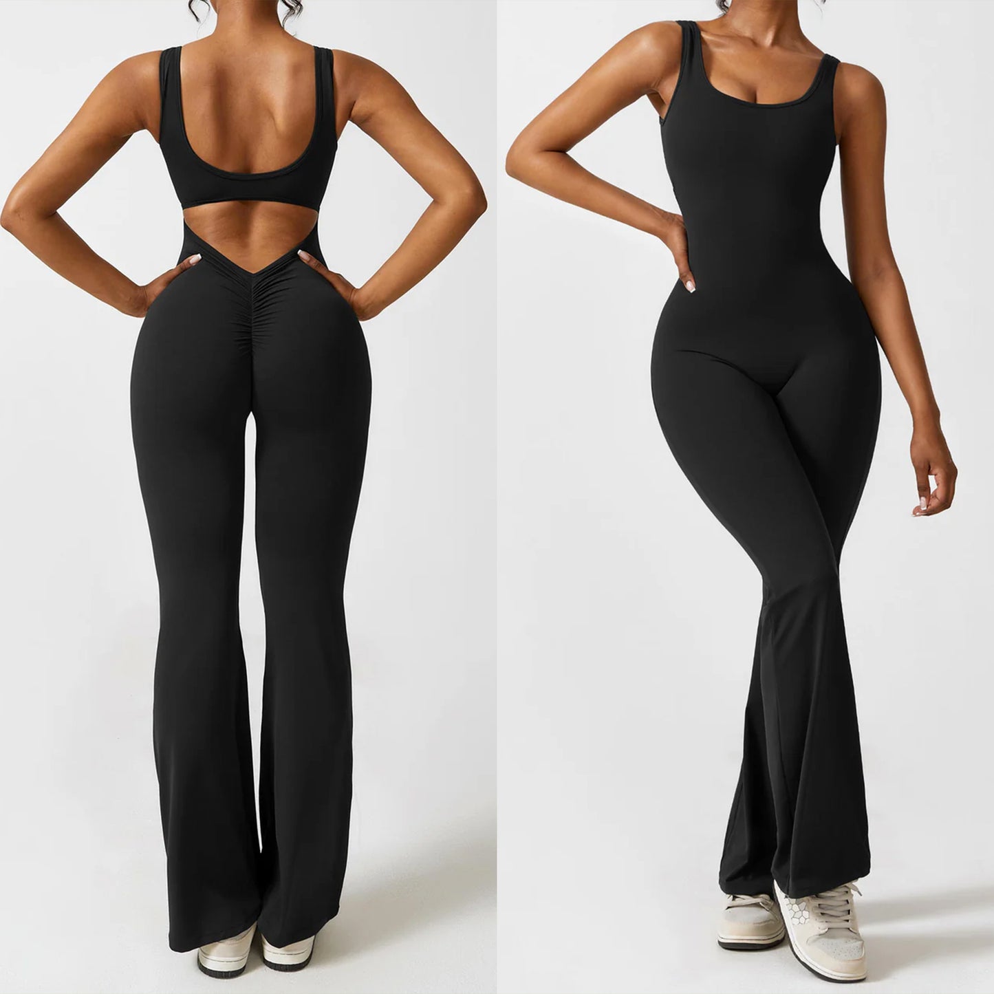 Cheekee V-Back Flared Jumpsuit