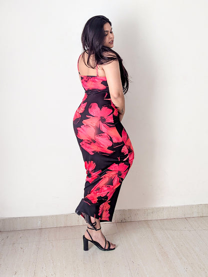 Cheekee's Flowery black bodycon dress
