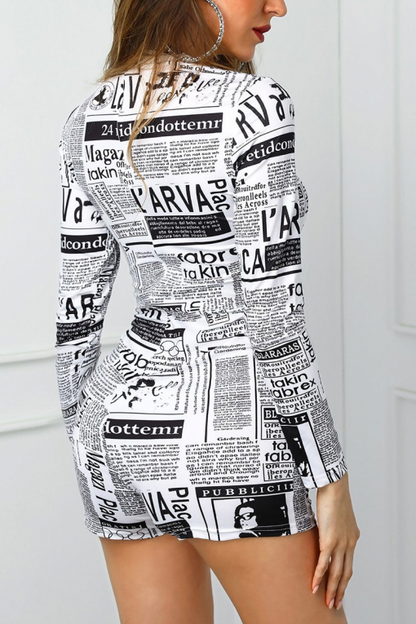 Magazine print Bodycon dress