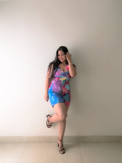 Cheekee Bloom Halter Bodycon Dress 🌸🌈