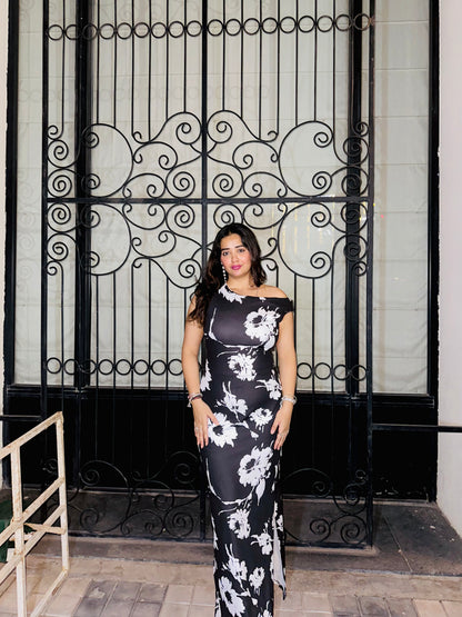 Cheekee Midnight Bloom One-Shoulder Maxi Dress