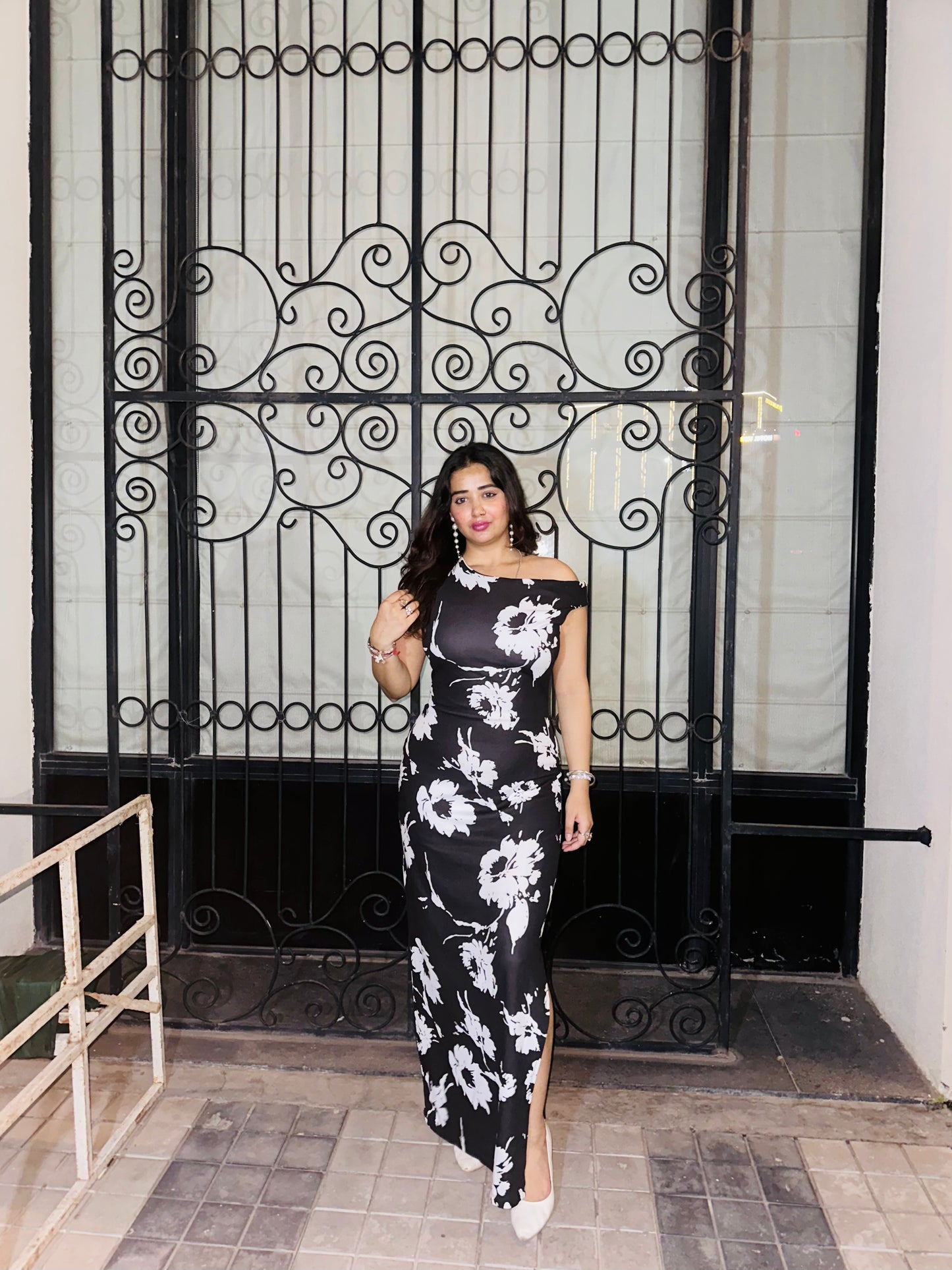 Cheekee Midnight Bloom One-Shoulder Maxi Dress