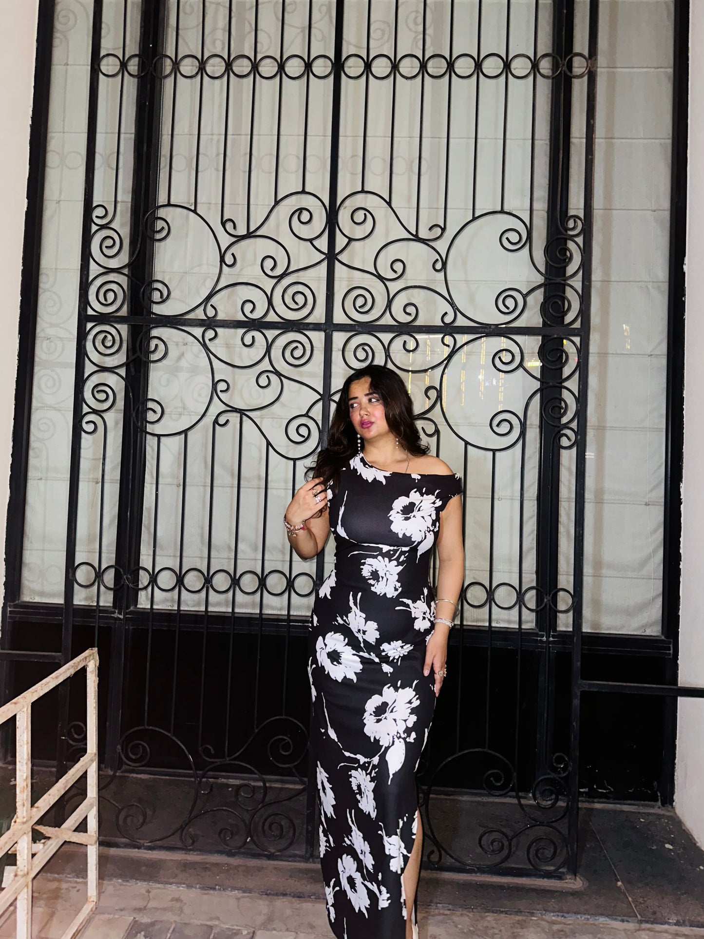 Cheekee Midnight Bloom One-Shoulder Maxi Dress