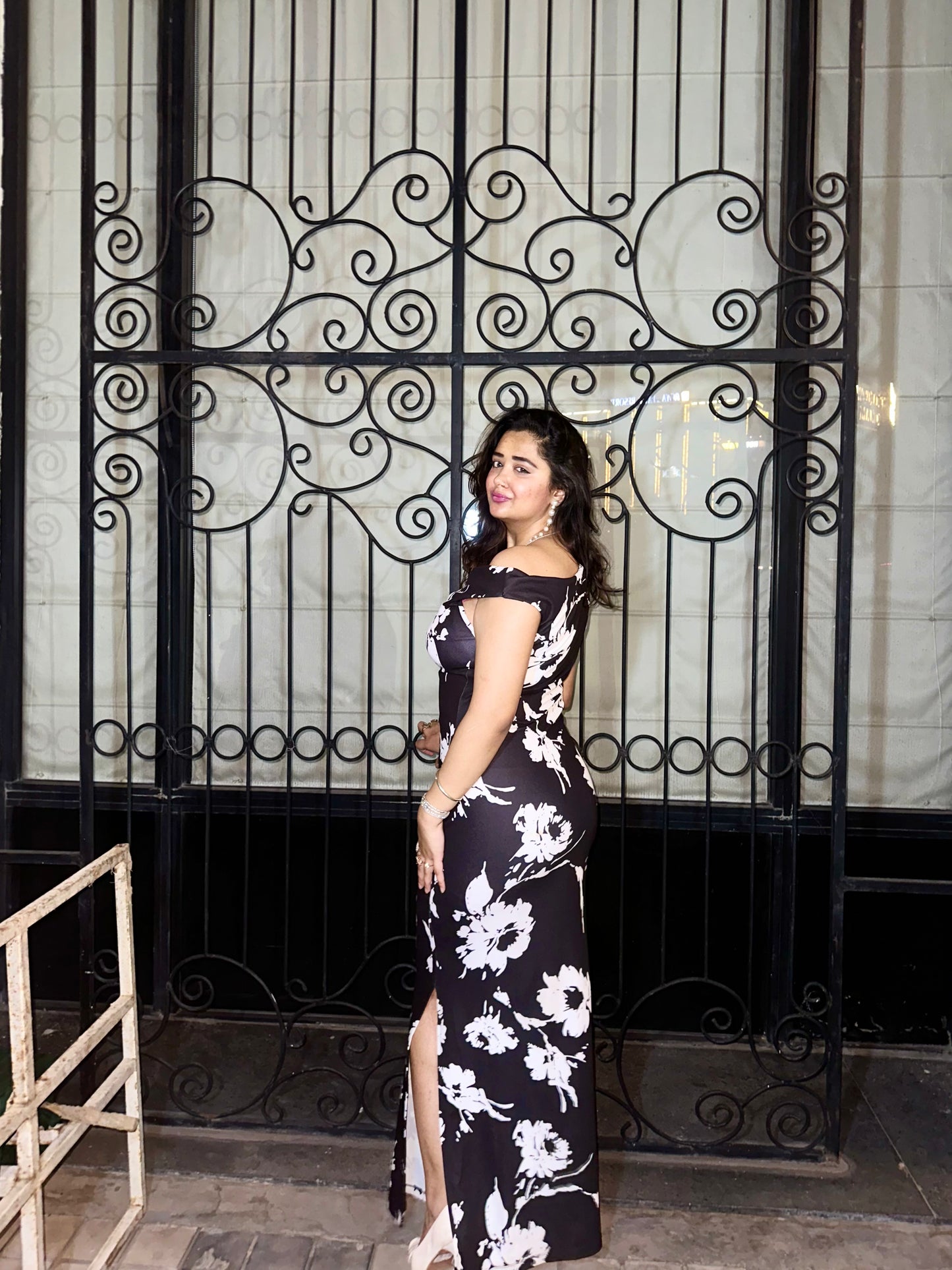 Cheekee Midnight Bloom One-Shoulder Maxi Dress
