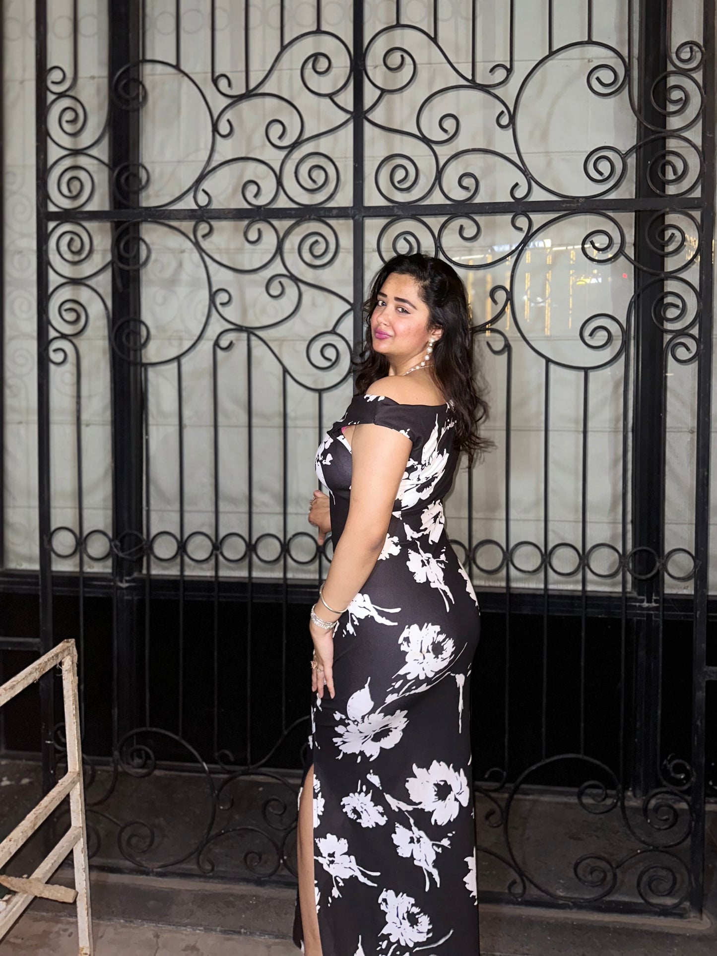 Cheekee Midnight Bloom One-Shoulder Maxi Dress