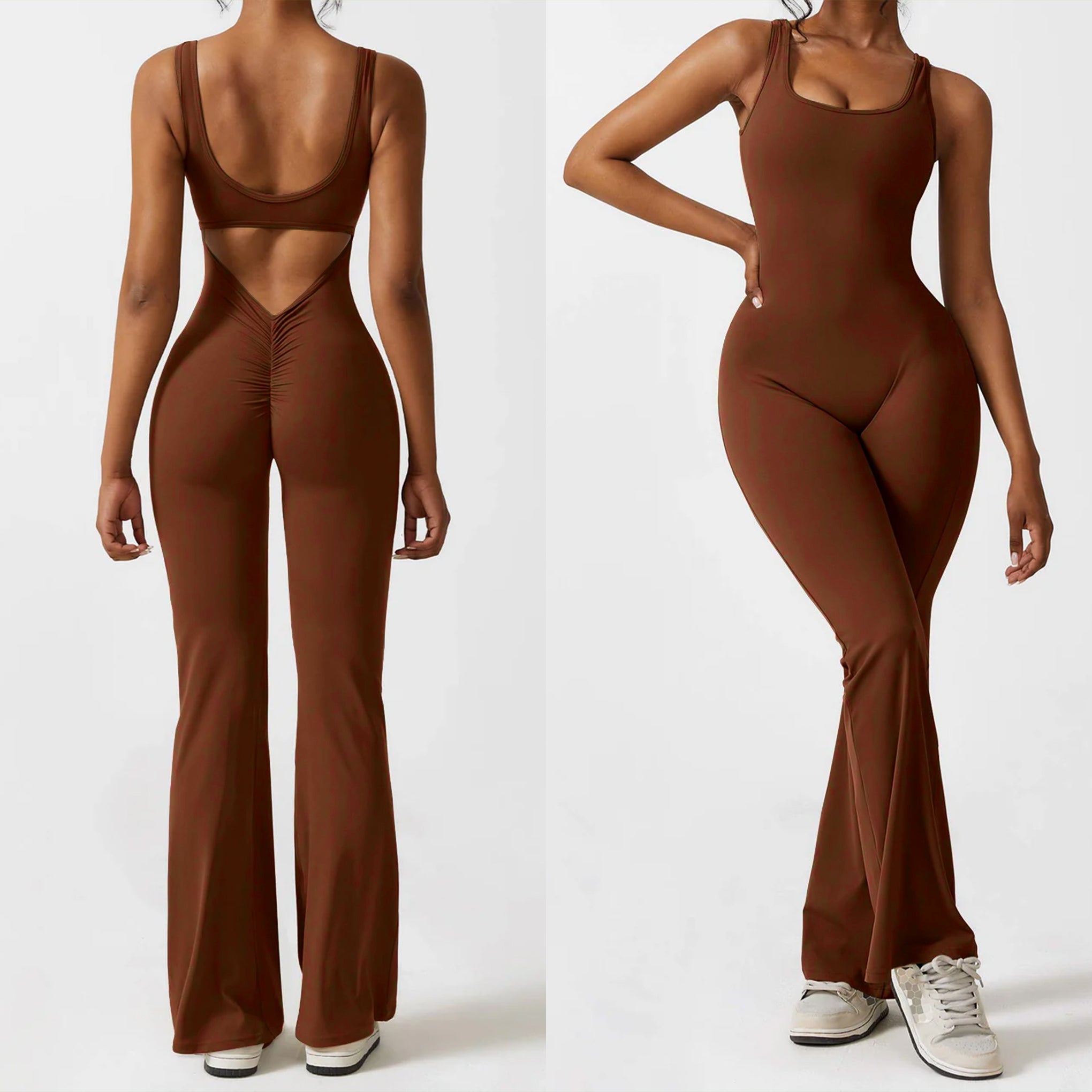 Cheekee V-Back Flared Jumpsuit